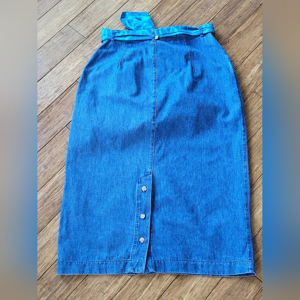 Gotcha Covered Vintage Midi Denim Skirt Large (Vtg Size 14) - Picture 2 of 13